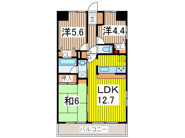 ライオンズマンション川口飯塚第3(3LDK/2階)の間取り写真