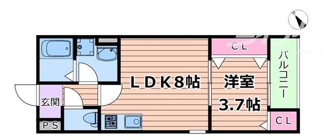 EIJU塚本(1LDK/1階)の間取り写真
