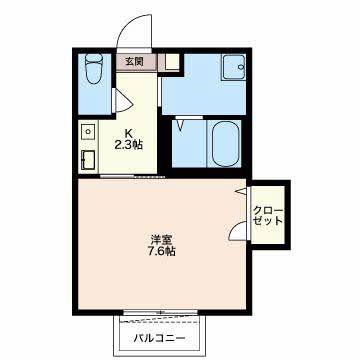 フォレストコート(1K/2階)の間取り写真