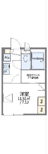 レオパレスSHIOKAZEII(1K/1階)の間取り写真