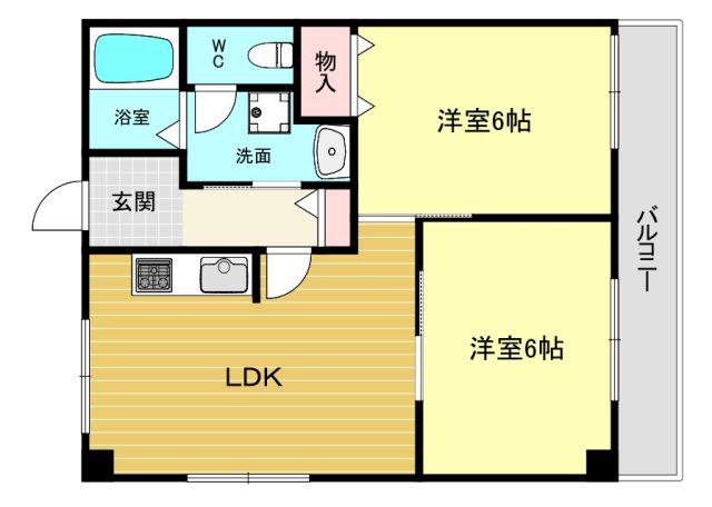 ハイツヨシダ(2LDK/3階)の間取り写真