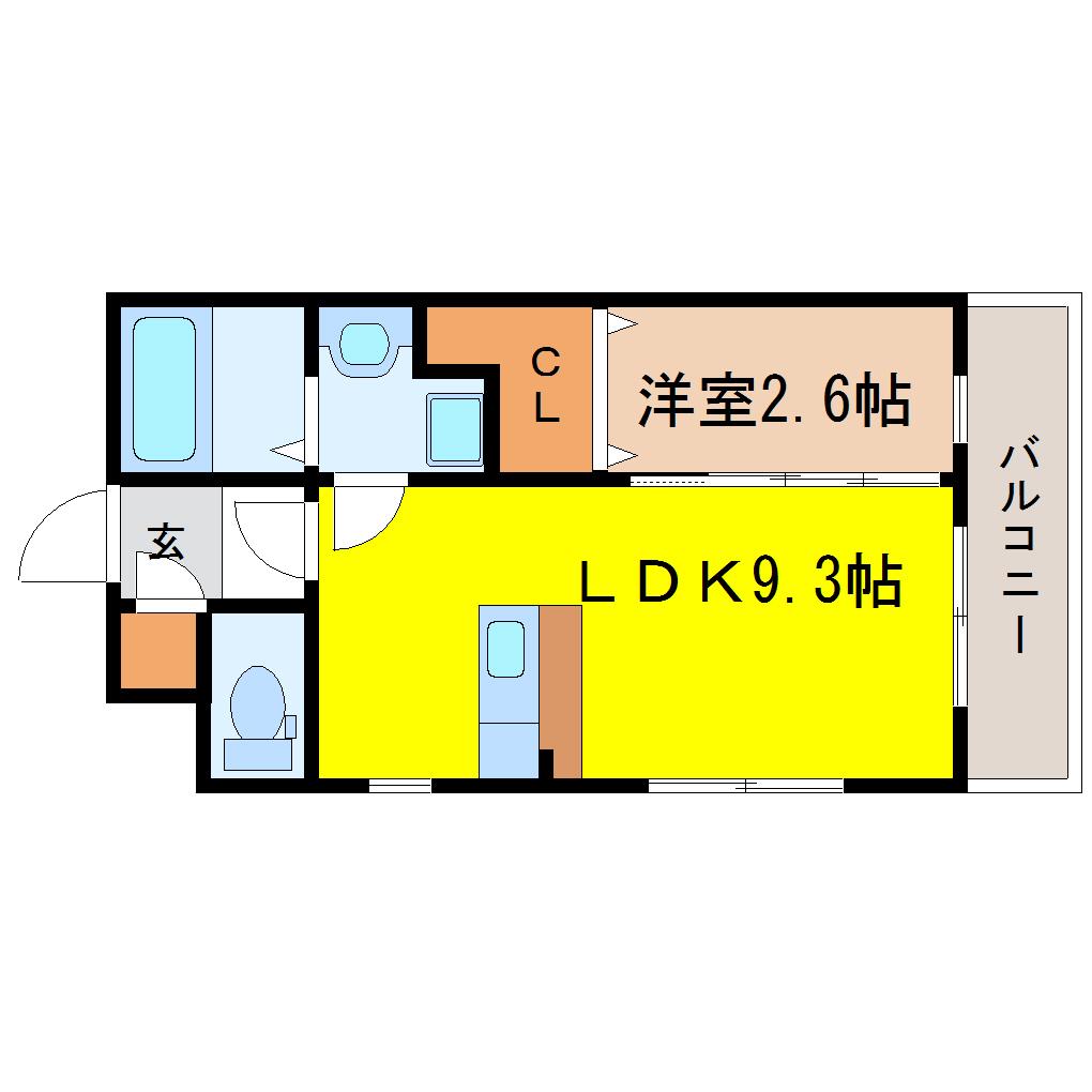 オリンピア長町(1LDK/3階)の間取り写真