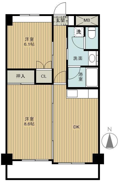バリアントG(2DK/7階)の間取り写真