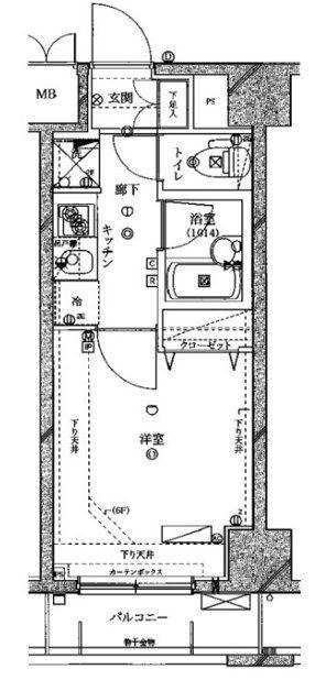 RISING PLACE 蒲田南(1K/5階)の間取り写真