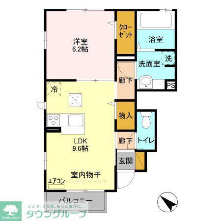 スプルース(1LDK/1階)の間取り写真