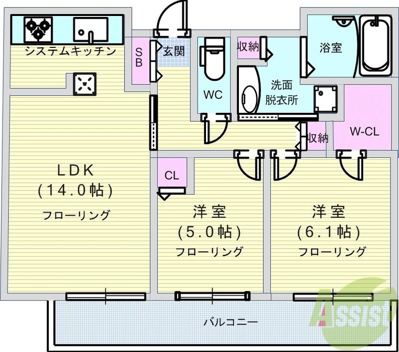 ローレルタワーサンクタス梅田(2LDK/30階)の間取り写真