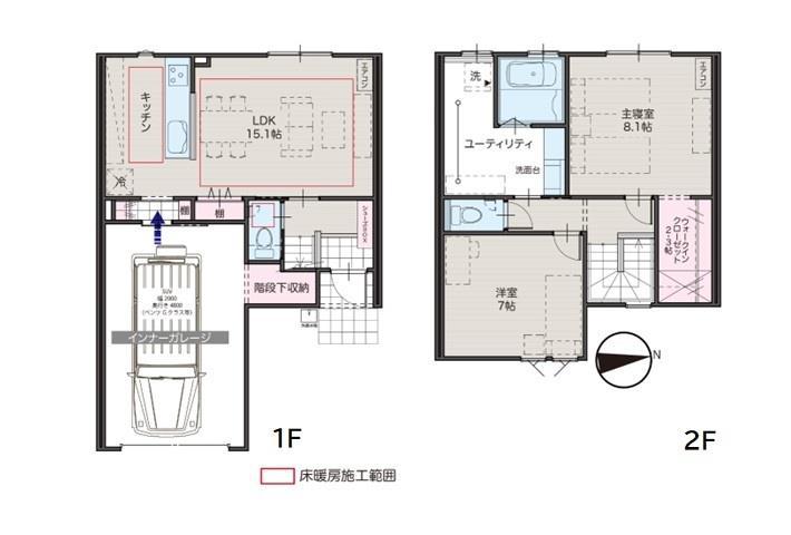 スターティングホーム五艘G棟(2LDK/1階)の間取り写真