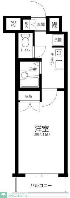 ロイヤルアメニティ白金(1K/2階)の間取り写真