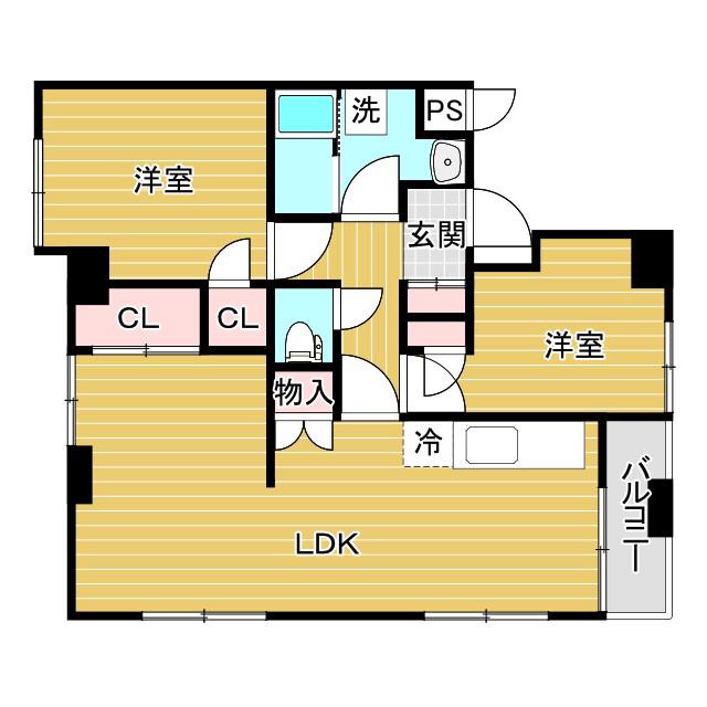 ガーデンハイツ芦屋(2LDK/3階)の間取り写真