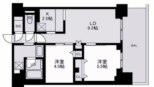 ALIVIS西神中央(2LDK/8階)の間取り写真