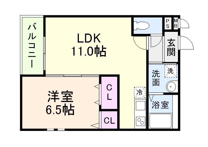 メゾン サンテヴェルデ(1LDK/2階)の間取り写真