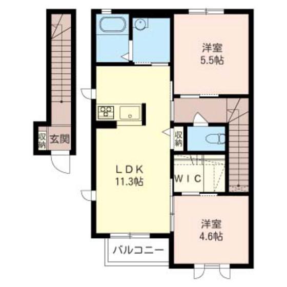 ネオシティC(2LDK/2階)の間取り写真