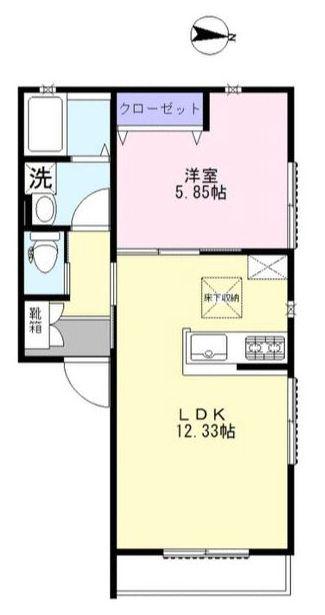 コルージャA(1LDK/1階)の間取り写真