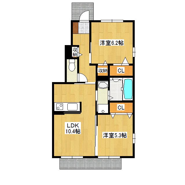 グランボヌール(2LDK/1階)の間取り写真