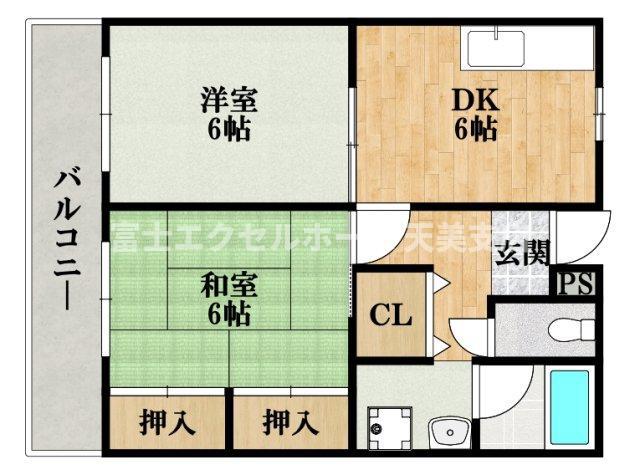 アドバンテージ三宅I(2DK/3階)の間取り写真