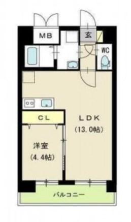 スカイオン本町(1LDK/3階)の間取り写真