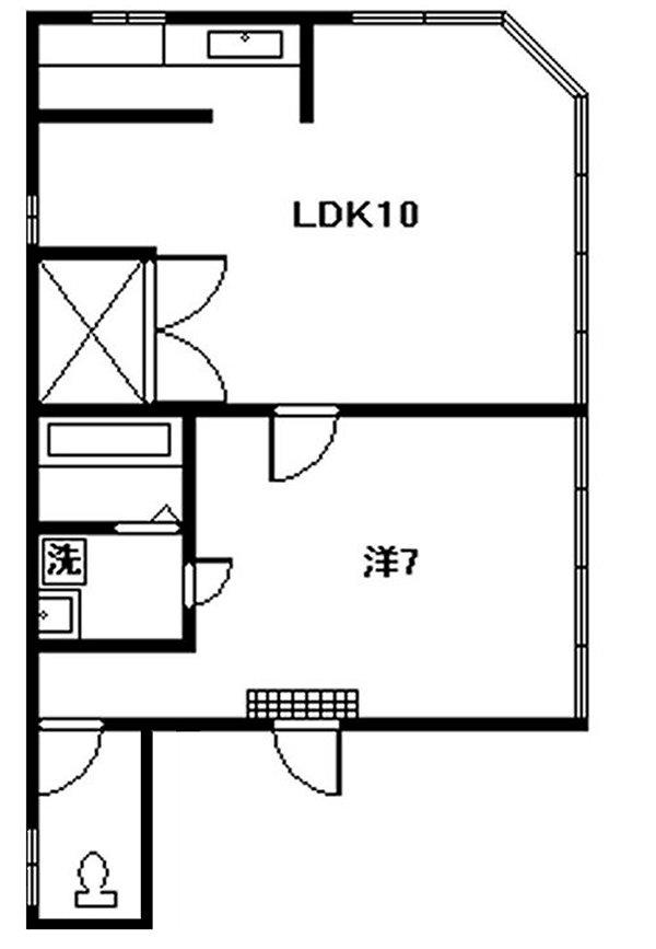 グリーンバードビル(1LDK/2階)の間取り写真