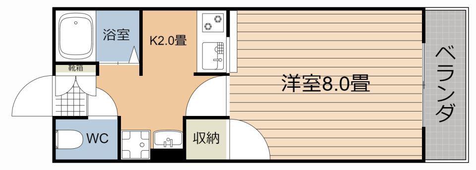 メゾピアノ(1K/2階)の間取り写真