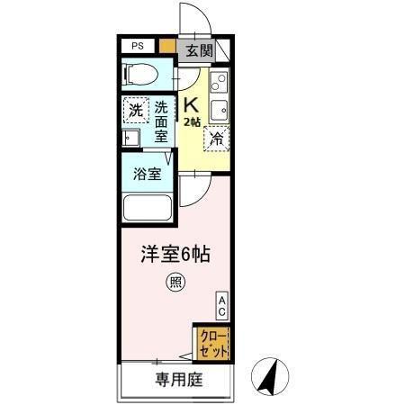 レジデンス平山(1K/1階)の間取り写真