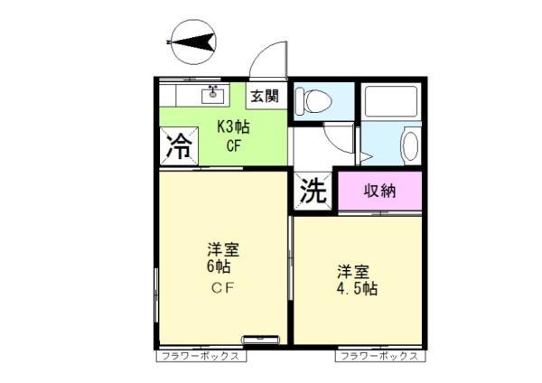 ピアコート石井(2K/2階)の間取り写真