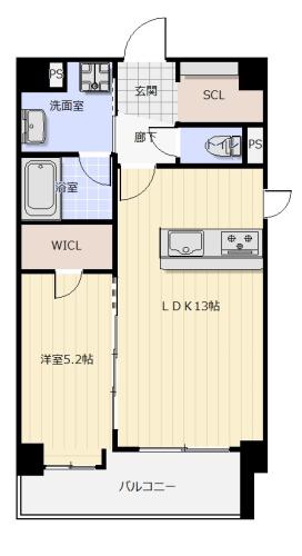 ポラリス高宮(1LDK/8階)の間取り写真