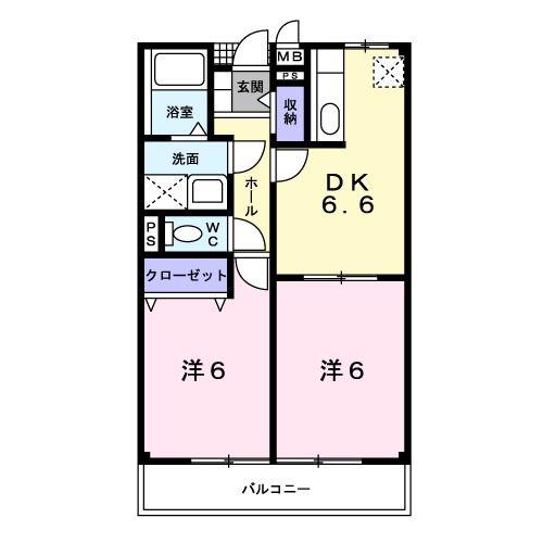 グレイス(2DK/2階)の間取り写真