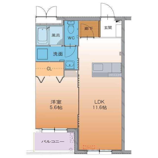 あったかハイツ(1LDK/4階)の間取り写真