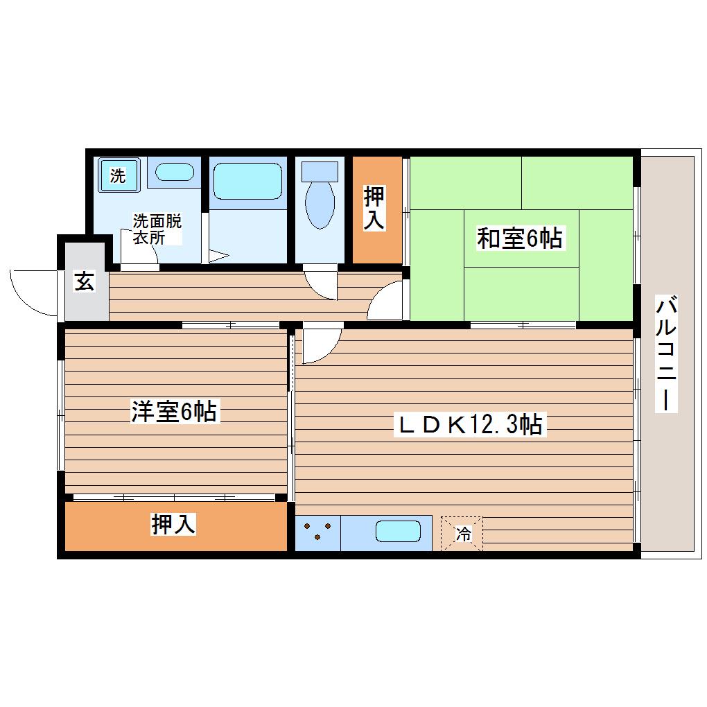 山本ビル(2LDK/3階)の間取り写真