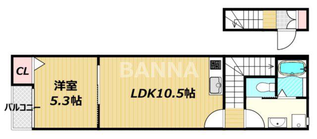  東平島AP(1LDK/2階)の間取り写真