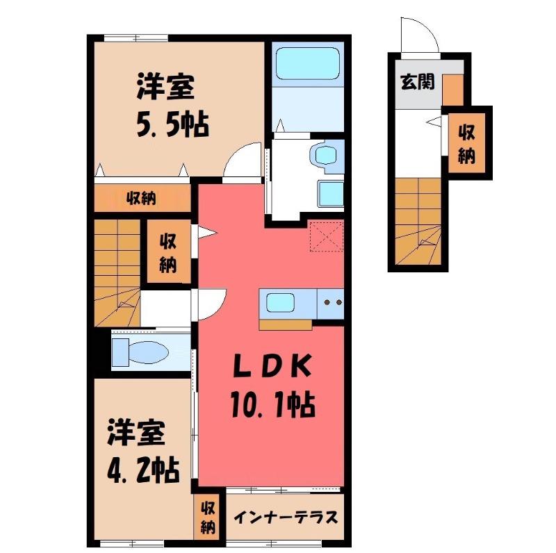 ソラーレ(2LDK/2階)の間取り写真