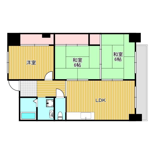 ハイム矢納(3LDK/1階)の間取り写真
