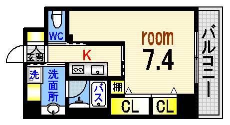 CASA EN II(1K/3階)の間取り写真