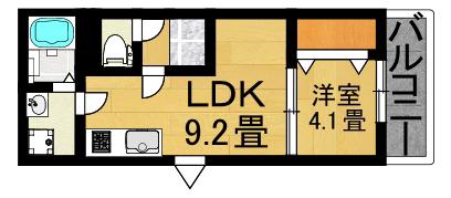 LE COCON四日市X(1LDK/2階)の間取り写真