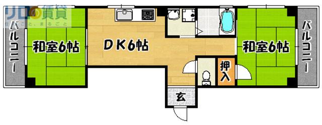 アローハイツ(2DK/4階)の間取り写真