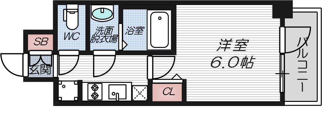 グランカリテ北梅田(1K/8階)の間取り写真