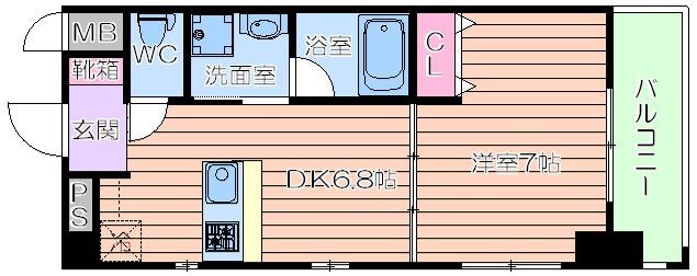 ジューム神山(1DK/7階)の間取り写真