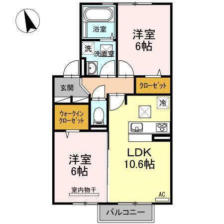 ルナソイア(2LDK/1階)の間取り写真