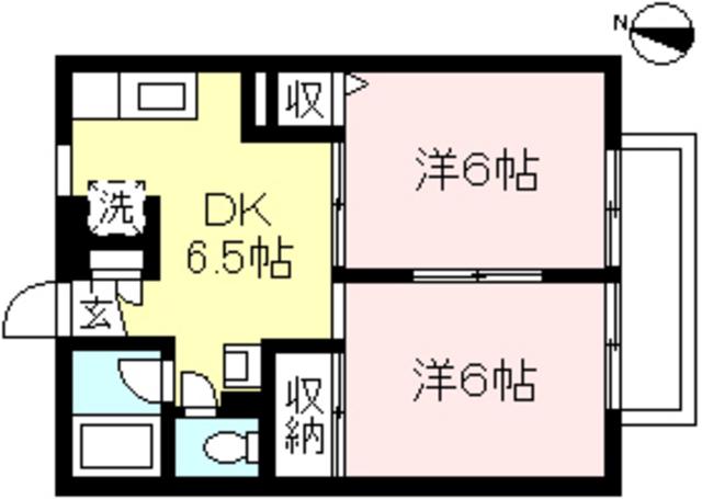 メルシー白鳥(2DK/1階)の間取り写真