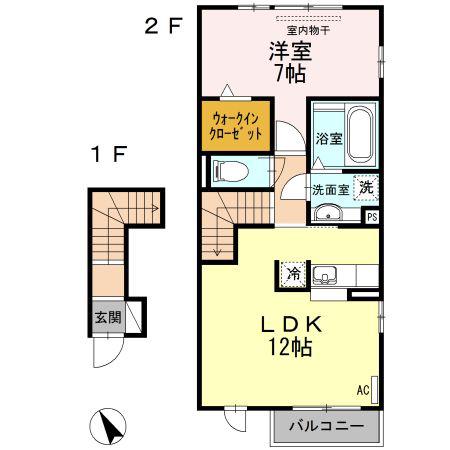 クルール(1LDK/2階)の間取り写真
