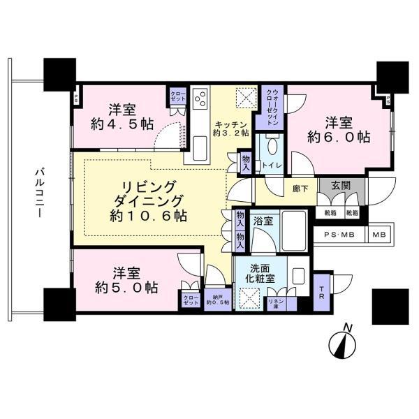 URAWA THE TOWER(3LDK/6階)の間取り写真