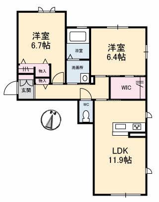 シャーメゾンヴァンベール(2LDK/3階)の間取り写真