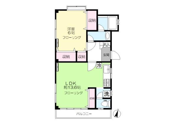 KSウイング(1LDK/2階)の間取り写真