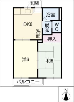 セフィラグリーンC棟(2DK/2階)の間取り写真