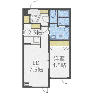 ピースフル北郷(1LDK/3階)の間取り写真
