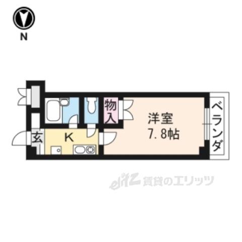 CROW HAT北山(1K/2階)の間取り写真