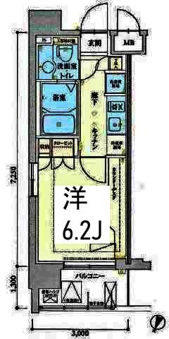 リヴシティ横濱弘明寺(1K/4階)の間取り写真