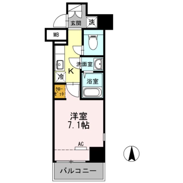 COURTBREEZE多摩川(1K/4階)の間取り写真