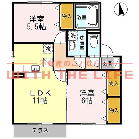 クレセントコート(2LDK/1階)の間取り写真