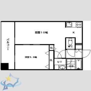 グランカーサ南13条(1LDK/2階)の間取り写真
