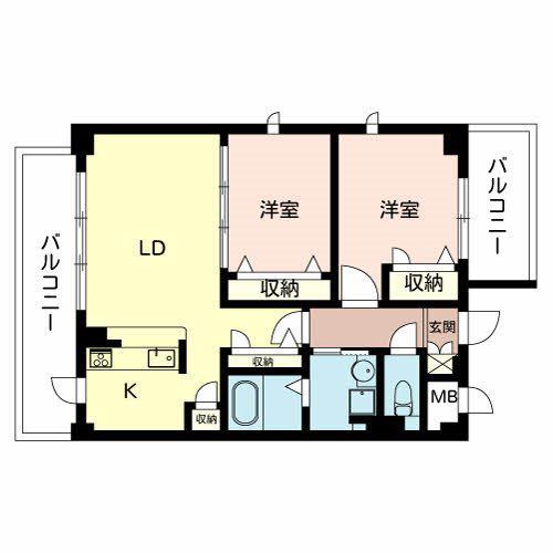 プルミエール・ソレイユ(2LDK/4階)の間取り写真